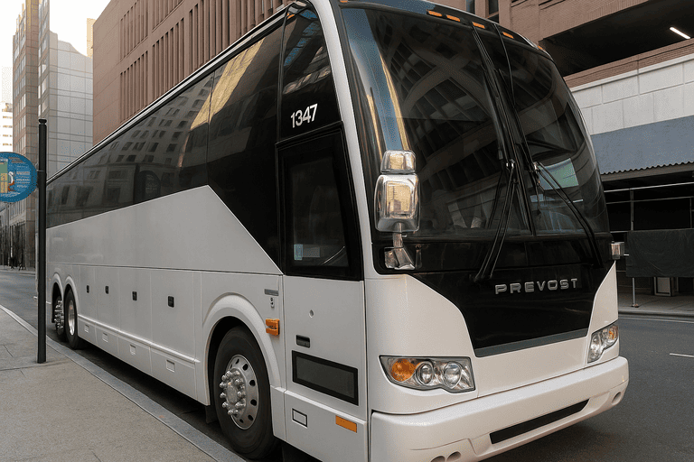 a Redwood City Coach Bus Service coach bus