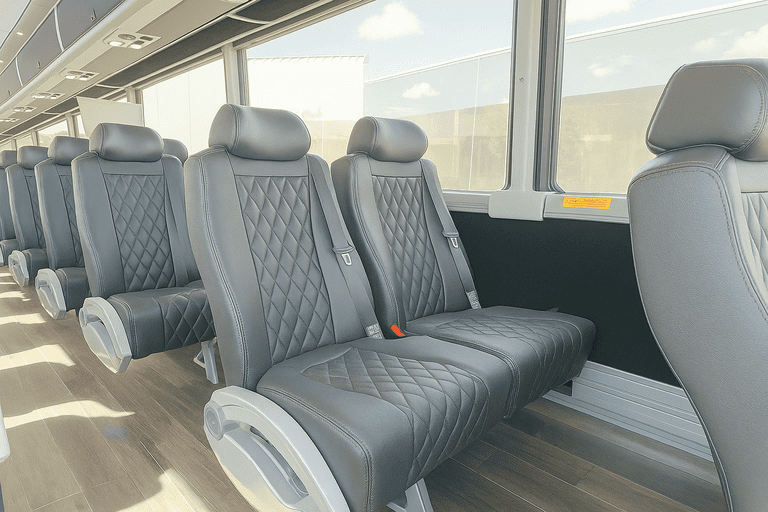 interior of Redwood City Coach Bus Service charter bus