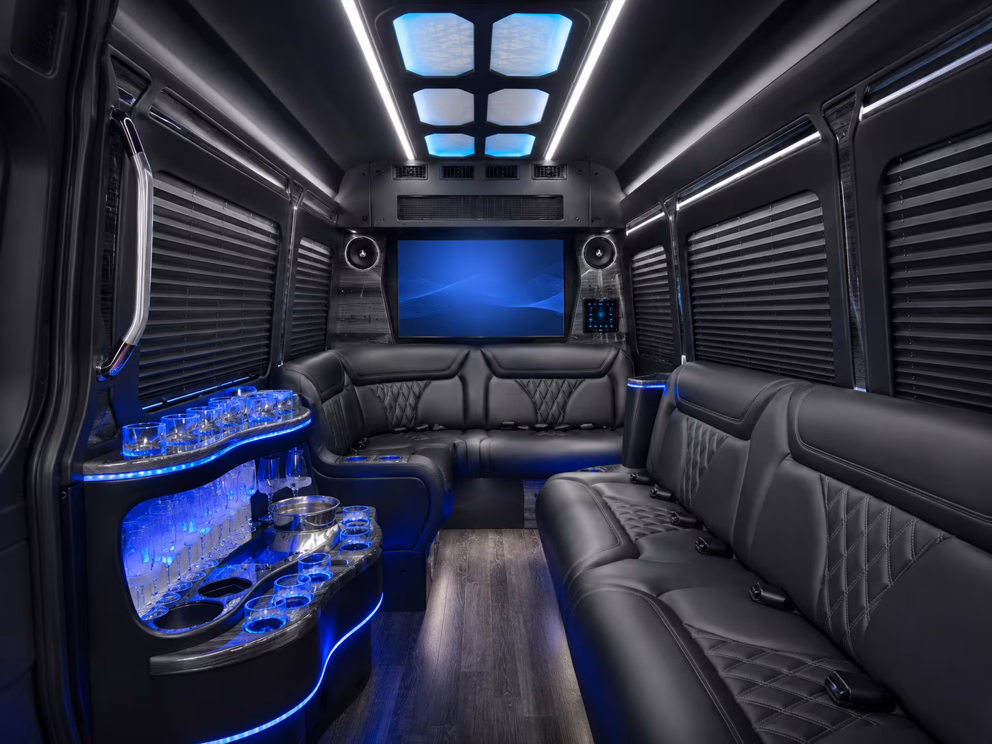 redwood city 40 passenger party bus interior