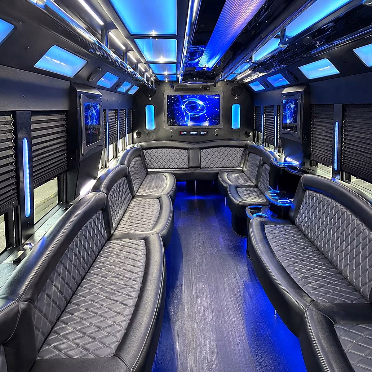 redwood city 50 passenger party bus interior